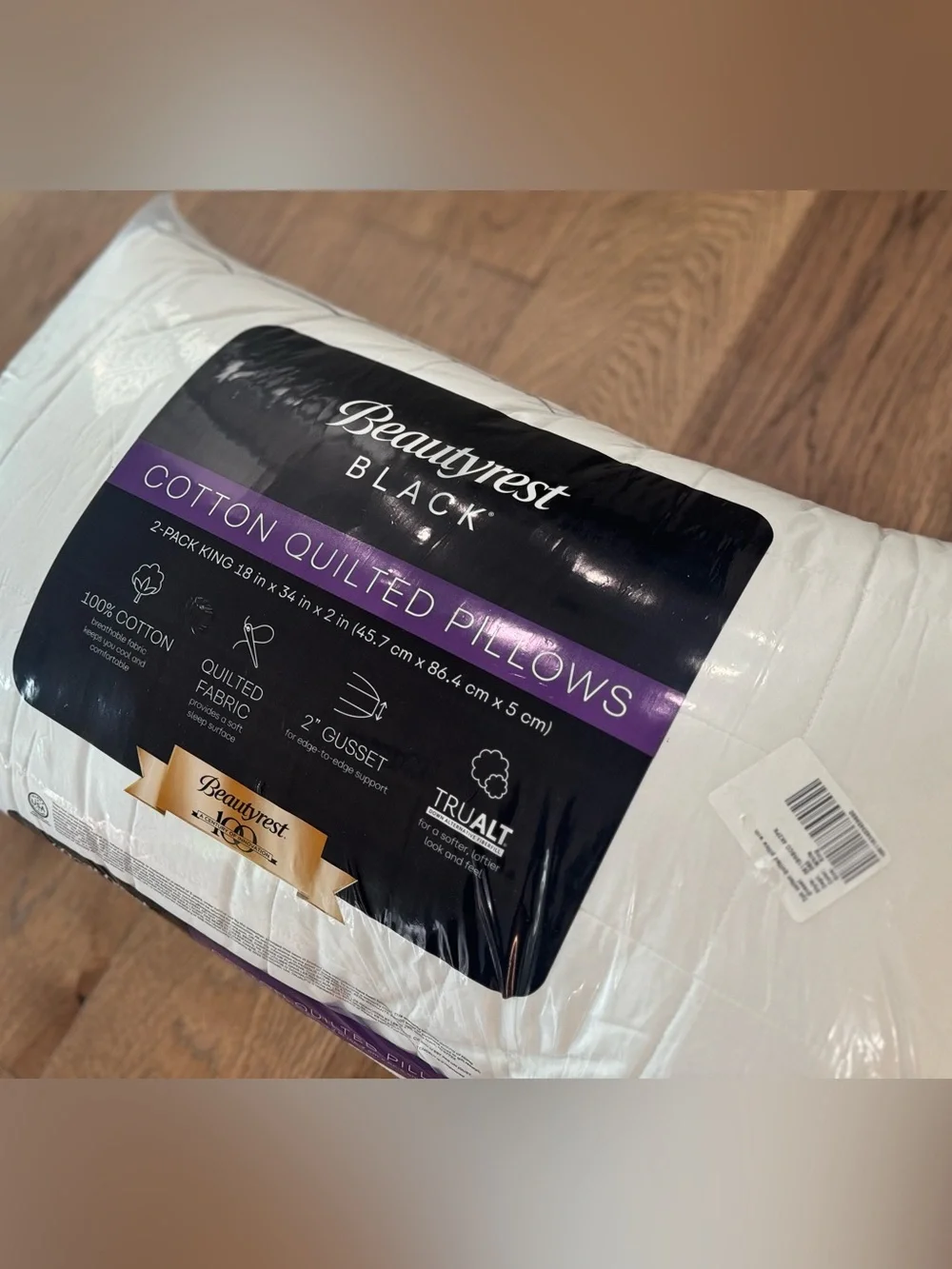 BEAUTYREST BLACK 2pk Luxurious Cooling Cotton Down Alternative Pillows